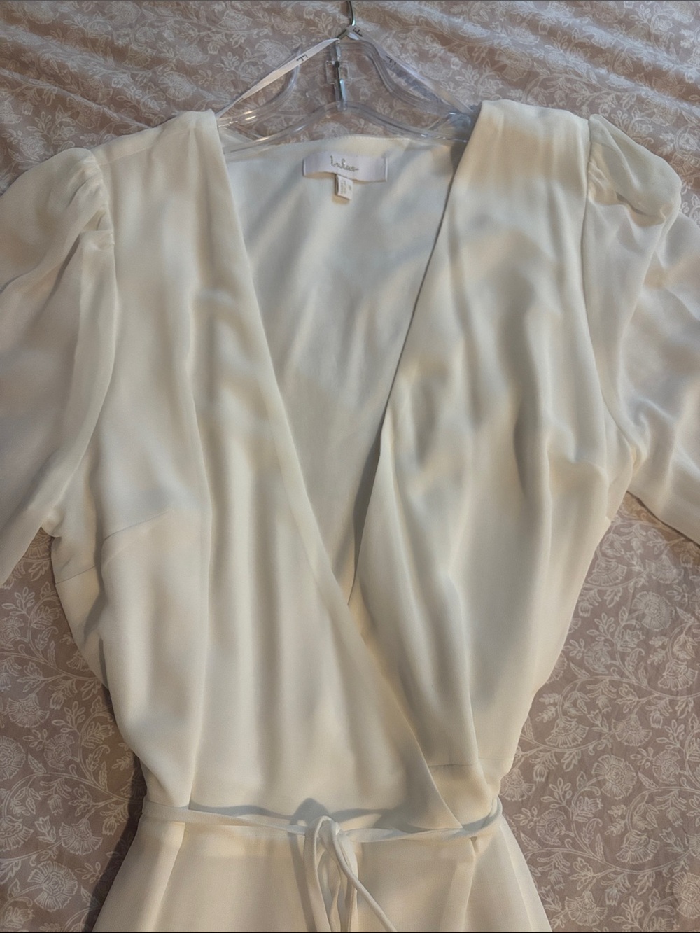 Lulu's White Long Sleeve Wrap Maxi Dress with Tie Waist - Picture 2 of 7
